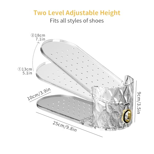 Shoe Slots Organizer, Adjustable 10 Pack Shoe Stacker for Closet Storage, Clear Double Layer Space Saver, Durable and Stackable Shoe Holder for Sneakers Heels and Flat - color: Clear, size: 10