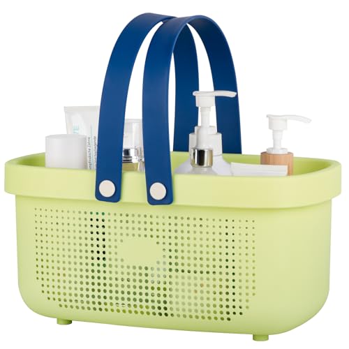 JiatuA Plastic Storage Basket with Handle Portable Shower Caddy Tote Organizer Basket Bin for Bathroom Kitchen Dorm Room Bedroom, ‌Yellow - color: Yellow, size: Large
