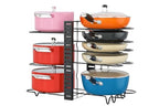 Pots and Pans Organizer for Cabinet, 3-in-1 Adjustable Cookware Storage Rack System, 8 Tier Pot Organizers Rack, Adjustable Pan Organizer under Cabinet Kitchen Organization and Storage 16.5 Height.