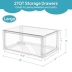 Vtopmart 3 Pack Large Clear Stackable Storage Drawers 27QT, Easily Assemble Plastic Closet Storage Bins, Dust-Proof UnderBed Organizer for Clothing, Sweater Organization - style: 3pk Large