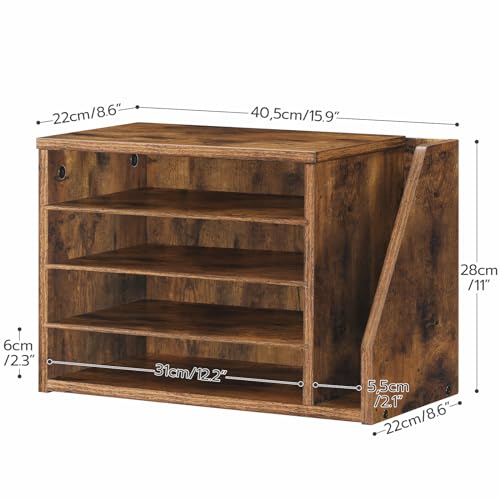 HOOBRO Mail Sorter, Literature Organizer with Adjustable Shelves, Paper Organizer for Office, Home, Wood Countertop File Holders, Mails, Magazines, Rustic Brown FG41WF01 - color: Rustic Brown