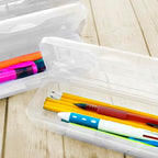 BAZIC PRODUCTS Plastic Pencil Case, Multi Purpose Organizer & Supply Holder, Clear Box Design, Durable Plastic Storage for School, Office, Classroom & Craft Supplies, 1-Pack - size: 1-Pack