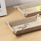 Navaris 2 x Empty Tray for Keys, Coins, Mobile Phones, Jewellery – Entrance Table for Office Bedside Tables - color: Beige
