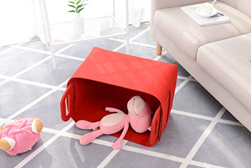 Minoisome Storage Basket Felt Storage Bin Collapsible& Convenient Box Organizer with Carry Handles for Office Bedroom Closet Babies Nursery Toys Laundry (Red, 15.7inch（L）×11inch（W）×10inch（H）) - color: Red, size: 15.7inch（L）×11inch（W）×10inch（H）