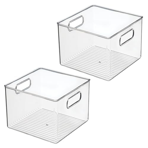 iDesign Pantry Storage Bin with Handles for Kitchen Cabinets or Fridge - Set of 2 - Clear - Made in USA - style: Pack of 2