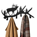Elk Antler Key Holder Wall Mount – Rustic Key Rack for Wall with Hooks, Black Metal Deer Key Hanger, Wall-Mounted Key & Coat Hooks for Entryway, Cabin or Mudroom - color: Elk Antler