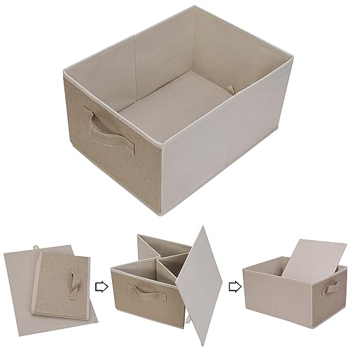 BOMKEE Collapsible Sorage Bins, Storage Cubes Baskets Collapsible Fabric Storage Boxes with Handles for Home and Office (Set of 4, Beige, 15.4 x 11.4 x 7.91inch) - color: Beige, size: 15.4x11.4x7.9inch