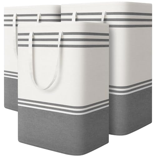 3 Pack Large Laundry Baskets, Laundry Hampers, Freestanding Waterproof Collapsible Clothes Bag with Extended & Reinforced Handles - Clothes Basket for Dorm, Bathroom, Home (75L) - size: 3 x 75L
