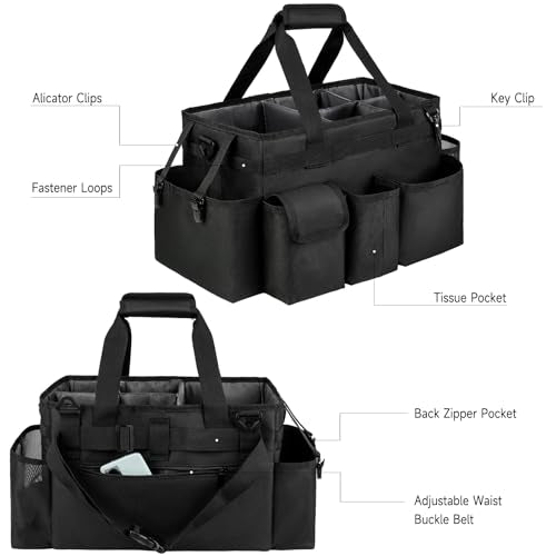 Cleaning Caddy Bag,Large Cleaning Supplies Organizer with Handle for Housekeepers, Black - color: Black, size: Large