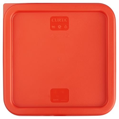 CURTA 8-Pack 6 Qt NSF Clear Polycarbonate Food Storage Containers with Red Lids - Square, Commercial-Grade, Freezer & Dishwasher Safe, Stackable - color: 6.0 Qt 8-Pack(Red Lids)