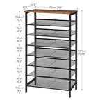 HOOBRO Shoe Rack for Entryway, 8-Tier Shoe Shelf, Large Capacity Shoe Storage Organizer for 21-24 Pairs of Shoes, Front Door Entrance, Hallway, Closet, Space Saver, Rustic Brown and Black BF18XJ01 - size: 8 Tiers (29.5"W)