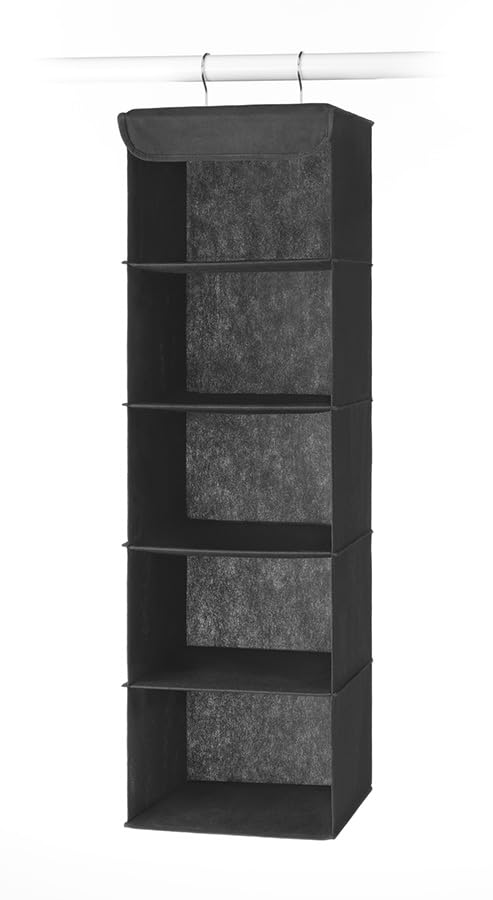 Whitmor 5 Section Closet Organizer - Hanging Shelves with Sturdy Metal Frame, Black - color: Black, size: 5 Section