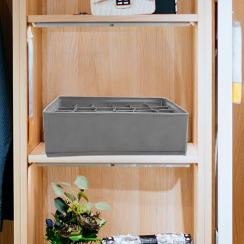 Wakauto 4PCS Sock Underwear Drawer Organizer Dividers, Foldable Fabric Dresser Organizer Closet Clothes Organizing and Storage Box Set for Storing Socks Handkerchiefs Ties Belts (Gray)