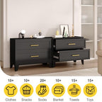 24.8" Tall Metal Dresser for Bedroom, 2 Drawer Nightstand, Side Table, Under Desk Steel Storage Drawer Cabinet, File Drawer for Home Office,Living Room, Entryway, Hallway - color: Black, style: Wide Style/2 Drawers