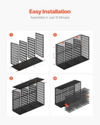 VEVOR Literature Organizer, 27 Compartments Metal Office Mailbox with Detachable Wire Mesh, Mailbox Sorter with Wooden Top, Countertop Office Home Storage Organizer for File, Document, Paper, Black