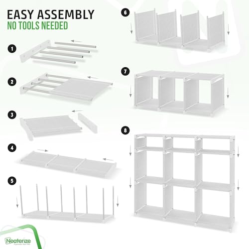 Cube Storage Organizer with Storage Bins Included - The Perfect Closet Organizers and Storage Solution. Includes 9 Storage Cubes, Great For Toy Storage, Closet Storage, Clothes Storage (White-Grey) - color: White-Grey, size: 9 Storage Cubes