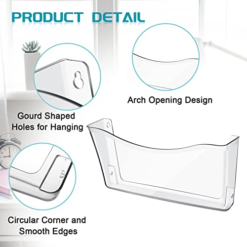 Colarr 6 Pack Expandable Pocket Wall File Holder Plastic Hanging Wall Organizer Space Saving Wallmount File Holder for Office Mail Letter Magazine(Clear) - color: Clear