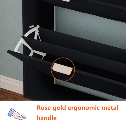 Shoe Cabinet Storage,Modern Freestanding Organizer with 2 Flip Drawers,Narrow Shoe Rack Cabinet for Entryway,Black - color: Black, size: 2-Drawers