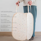 3 Sprouts Pop Up Hamper - Collapsible Laundry Basket, Popup & Foldable Design - Durable Waterproof Fabric for Dirty Clothes, Toys & Towels - Ideal for Dorm, Bedroom & Baby Nursery, Terrazzo Beige - color: Terrazzo Beige