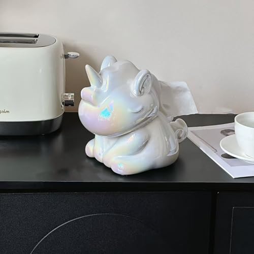 Ceramic Tissue Box Cover Modern Decorative Organizer for Facial Tissues Holder, Farmhouse Style Home Decor for Bathroom, Bedroom, Living Room & Office (Unicorn) - color: Unicorn