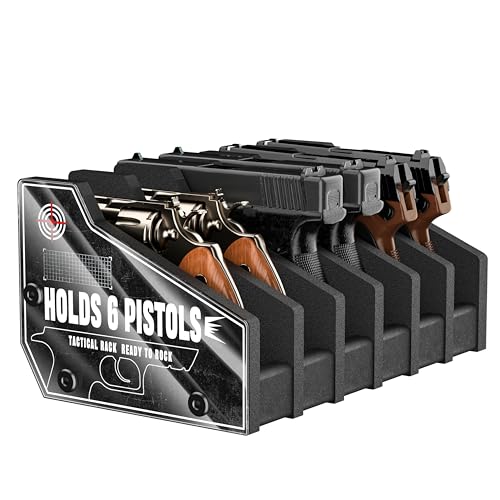 Foam Pistol Rack for Gun Safe Pistol Holder for Storage, Gun Cabinet Accessories for Pistols Revolvers, Fits Most Handguns - size: 6 Slots
