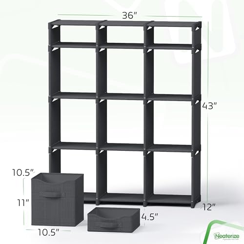 Cube Storage Organizer with Storage Bins Included - The Perfect Closet Organizers and Storage Solution. Includes 12 Storage Cubes, Great For Toy Storage, Closet Storage, Clothes Storage (Pink) - color: Dark Grey, size: 12 Storage Cubes
