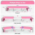 Simple Houseware Desk Dual Monitor Stand Riser with Drawer, Pink - color: Pink