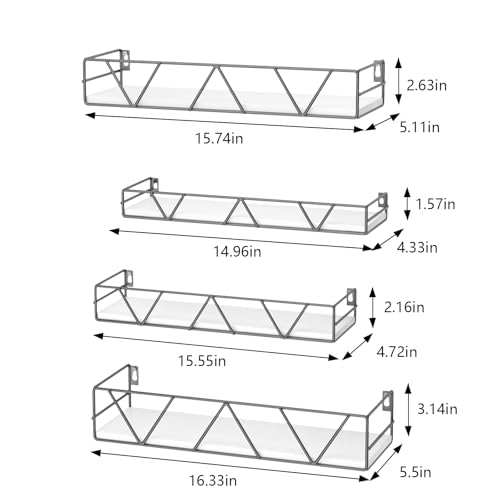 Amaoot Floating Shelves Set of 3, Home Wood Wall Shelf, Farmhouse Shelf for Bedroom, Wall Mounted Floating Shelf for Living Room, Bedroom, Bathroom, Kitchen, Office (Gray-4pcs) - color: Gray-4pcs