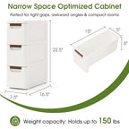 3 Drawers Narrow Storage Cabinet, Slim Bathroom Storage Cabinet, Plastic Rolling Cart Organizer for Small Spaces, Laundry, Office, Home, White - size: 3 Drawer