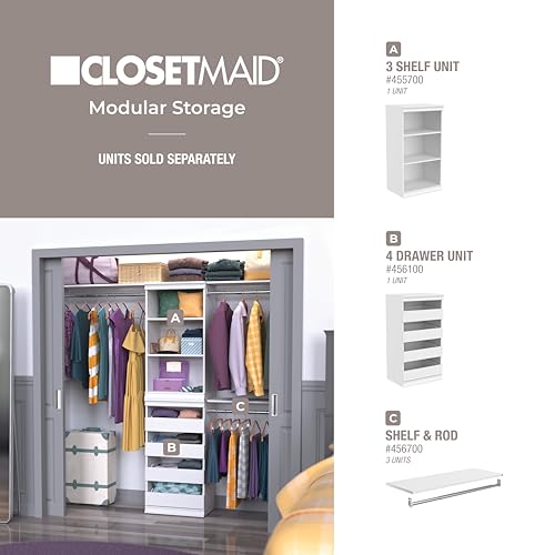 ClosetMaid Modular Storage Shelf Unit with 3 Shelves, White - color: White