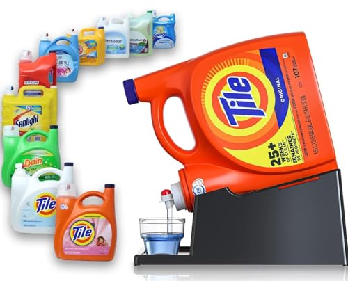 TidyFriend Liquid Laundry Detergent Holder Stand with Drip Tray & Rubber-Grip Feet, Stand for Laundry Room Organization and Storage, Fabric Softener Dispenser with Cup Holder for Easy Pouring (Black) - color: Black Stand