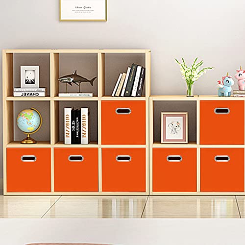 Black Fabric Cubby Storage Bins,13x13x13 Inches ,Cube Organizer Bin Foldable Storage Boxes with Dual Handles Fabric Organizer Box and collapsible Storage basket,Set of 3,Orange - color: Orange, size: 3 Pack