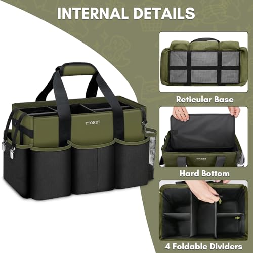 Ytonet Wearable Cleaning Caddy Organizer with Handle & Shoulder Straps, Large Cleaning Bag for Housekeepers, Kitchen Supplies Organizer with Dividers, Under Sink & Car Detailing Bag, Green - color: Green, size: Large