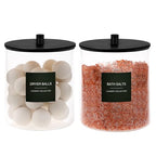 Glass Jars and Acrylic Dryer Sheet Holder, Laundry Pods Container with Bamboo Lid and 27 Labels, Powder Detergent Containers for Laundry Room Organization, Storage Jars Set (3 Pack, Black) - color: Black