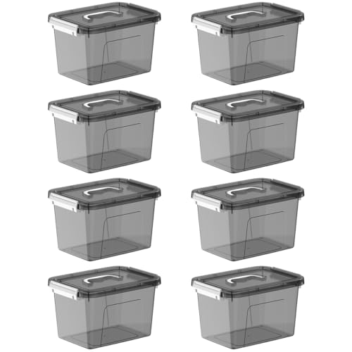 Clear Black Storage Bins with Lids 8 Pack, 5 Quart Stackable Plastic Storage Containers with Latching Lid, Transparent Closet Organization Boxes for Bedroom, Garage, Home Organization - color: Black, size: 8 Pack