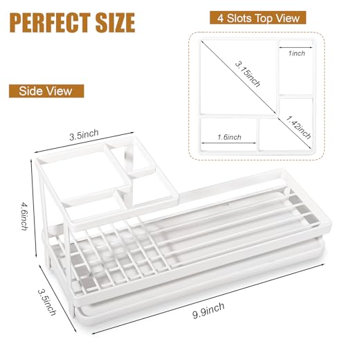 Toothbrush Holders for Bathrooms, Carbon Steel Tooth Brushing Holder Electric Toothbrush and Toothpaste Organizer Bathroom Accessories for Countertop, Shower, Sink - White - color: White, size: Small