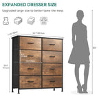 YITAHOME 8 Drawers Dresser - Fabric Storage Tower, Organizer Unit for Bedroom, Living Room & Closets - Sturdy Steel Frame, Easy Pull Fabric Bins & Wooden Top - color: Rustic Brown, style: 8-Drawer