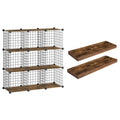 HOOBRO Floating Shelves for Wall and Wire Cube Storage Organizer, Wall Mounte, Wall Mounted Shelf Set of 2, 9-Cube Shelves, Modular Shelves with Metal Grid, DIY Closet Cabinet BF60BJ01-BF09CW01