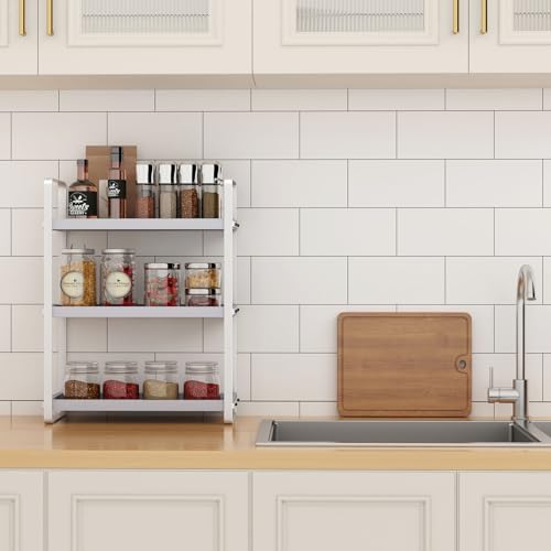 HNRLOY Bathroom Counter Organizer,Bathroom Countertop Organizer,Counter Shelf,Countertop Storage,Organization and Storage,Makeup Shelf,Sink Caddy(Grey 3 Tier) - color: Grey 3 Tier