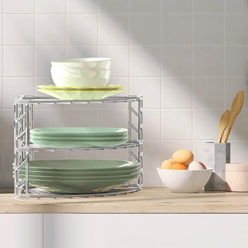Simple Houseware 3-Tier Counter Corner Shelf Organizer, Silver - color: Silver