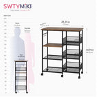 SWTYMIKI Kitchen Island Cart on Wheels - 28.35x14.57in Rolling Kitchen Table Cart with Storage Shelves, 6 Removable Hooks& Locking Casters, Coffee Bar Cabinet for Dining Room Pantry Office, Espresso - size: 28x14.57in, style: Espresso