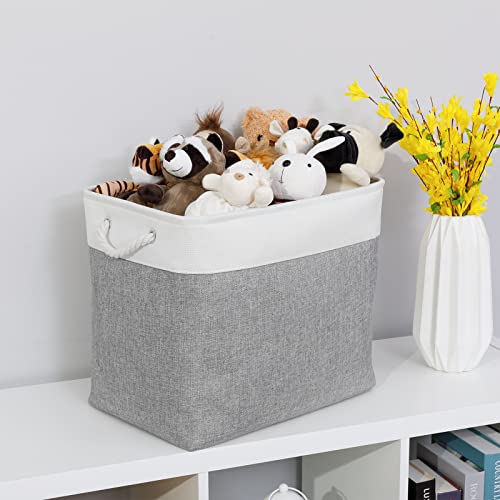 Bidtakay Large Storage Bins for Clothes Fabric Deep Baskets for Organizing Set of 2 Grey Fabric Pantry Storage Bins for Hallway Living Room Blankets 17x12x15 in Extra Large Shelf Tote Baskets - color: White&Grey, size: 2 Pack-XL-17x12x15 In