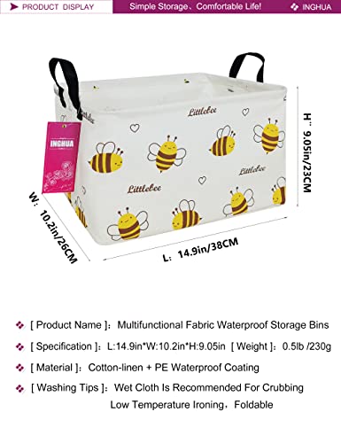 Rectangular Storage Basket Fabric Organizer Bin for Toys,Books,Clothes,Gifts,Pets-Perfect for Home,Office,Nursery,Dorm,Shelf(Rec-Bee ) - color: Rec-Bee