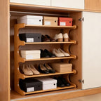 Shoe Rack,5 Tier Shoe Organizer Storage Shelf,Bamboo Narrow Shoe Closet,Small Space Shoe Rack,for Entryway Closet 26.77×7.48×25.98inch - size: 5 Tier-26.77" Wide