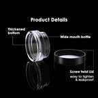50 Pack 3 Gram Sample Containers with Lids, Small Plastic Cosmetic Jars, Makeup Travel Container Jar for Cream, Bead, Eye Shadow, Jewelry, Lotions, Powders, Glitters Lip Gloss with Labels,Spatulas - color: Black Lid, size: 0.1 Ounce
