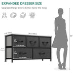 YITAHOME Dresser with 5 Drawers - Fabric Storage Tower, Black Dresser & Chest of Drawers, Organizer Unit for Bedroom - color: Black Ash Grey(new 2025), style: 5-Drawer