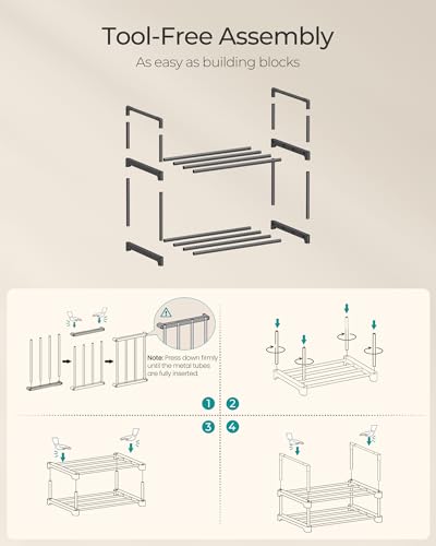 SONGMICS Shoe Rack, 2-Tier Shoe Organizer, Metal Storage Shelf, Upright or Upside Down, for 3-6 Pairs, Stackable, for Entryway, 11.8 x 16.7 x 14.8 Inches, Black ULSA002B01 - color: Black, size: 2 Tiers (16.7"W)