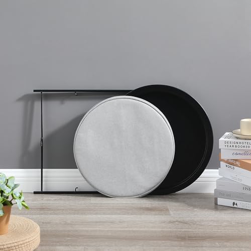 VECELO Round Side/End Table with Fabric Storage Basket，Metal Anti-Rust and Waterproof Small Bedside Nightstand with Removable Tray Top for Living Room，Balcony & Laundry，Black /1pcs with Basket - color: Black, size: 1 PCS