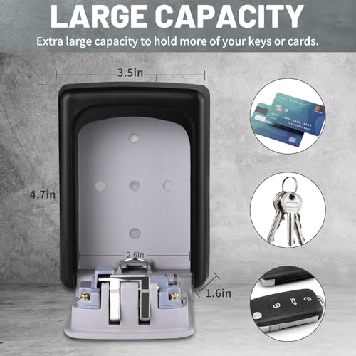Key Lock Box for Outside - Sturdy and Durable Lock Box for House,5 Key Capacity Lockbox for Keys Outdoor,Waterproof Emergency Spare Lockbox with Resettable Code for Home,Garage,Airbnb(2 Pack, Grey) - color: Gray