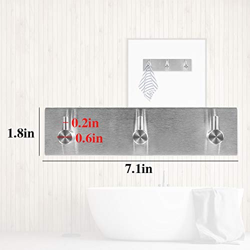 Picowe Key Holder for Wall Decorative, Adhesive Stainless Steel Key Hooks, Key Hanger Key Organizer for Wall, Towel Hook Coat Hanger for Entryway Hallway Kitchen(Three Rows,Sliver 1PCS) - color: Sliver